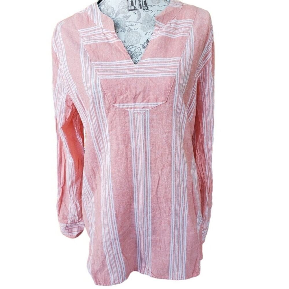 NATURAL REFLECTION LINEN TUNIC SIZE 1X